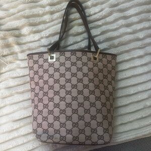 Gucci Beige and Brown Monogram Tote Bag